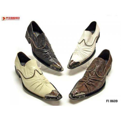 Fiesso Pleated Leather Shoes With Zipper FI8609